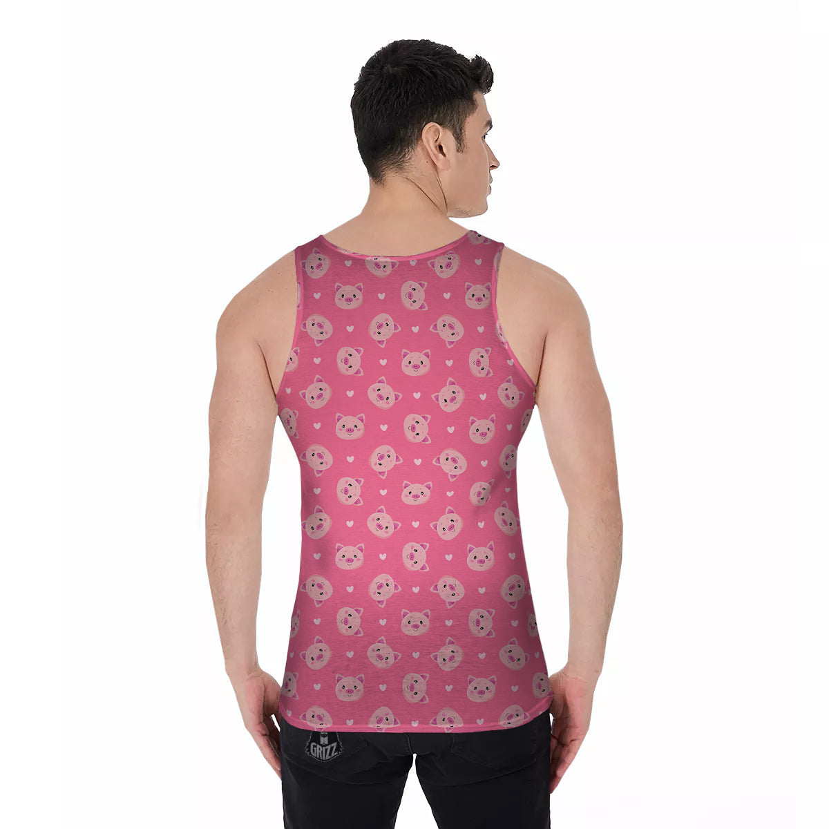 Pig Cute Cartoon Print Pattern Men's Tank Top-grizzshop