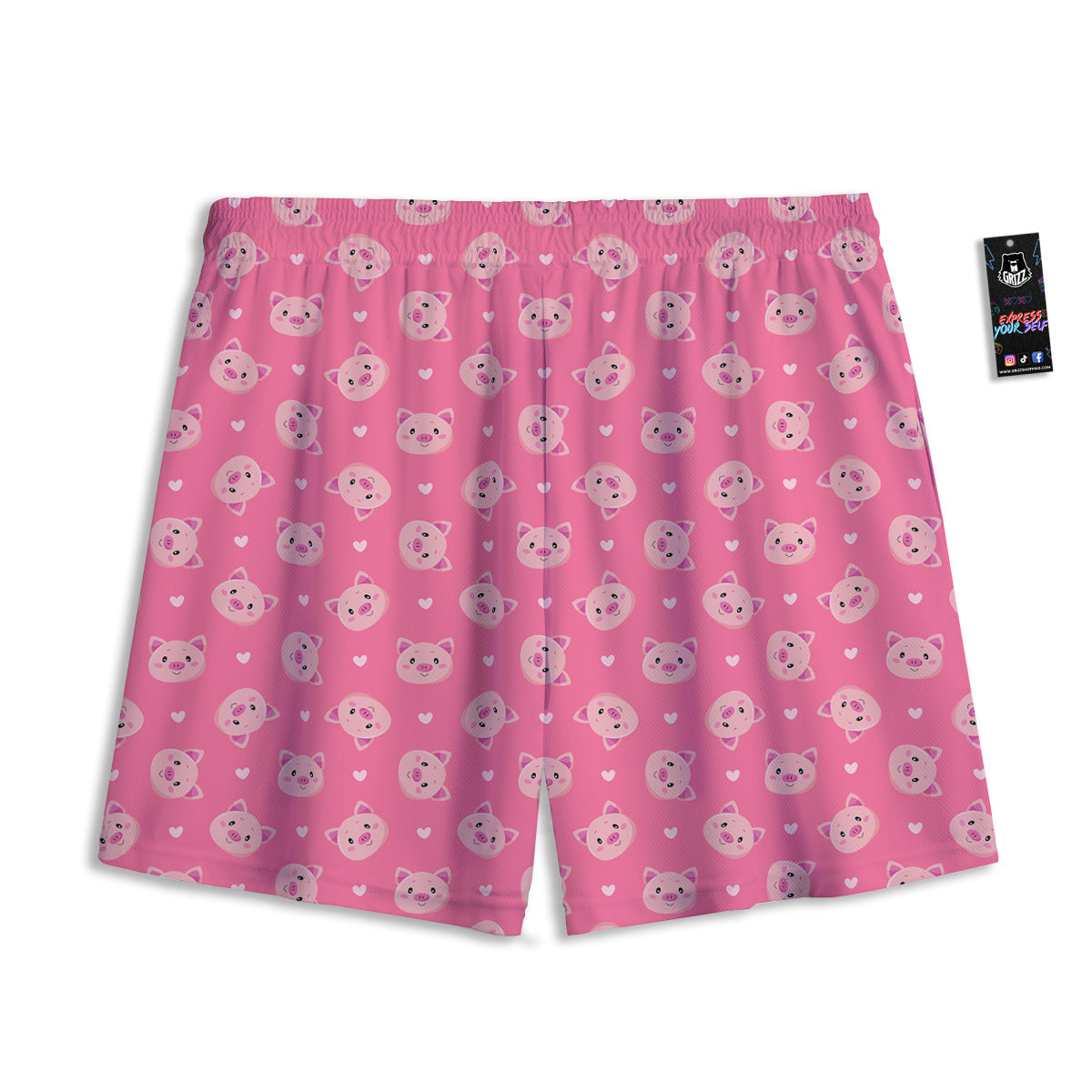 Pig Cute Cartoon Print Pattern Mesh Shorts