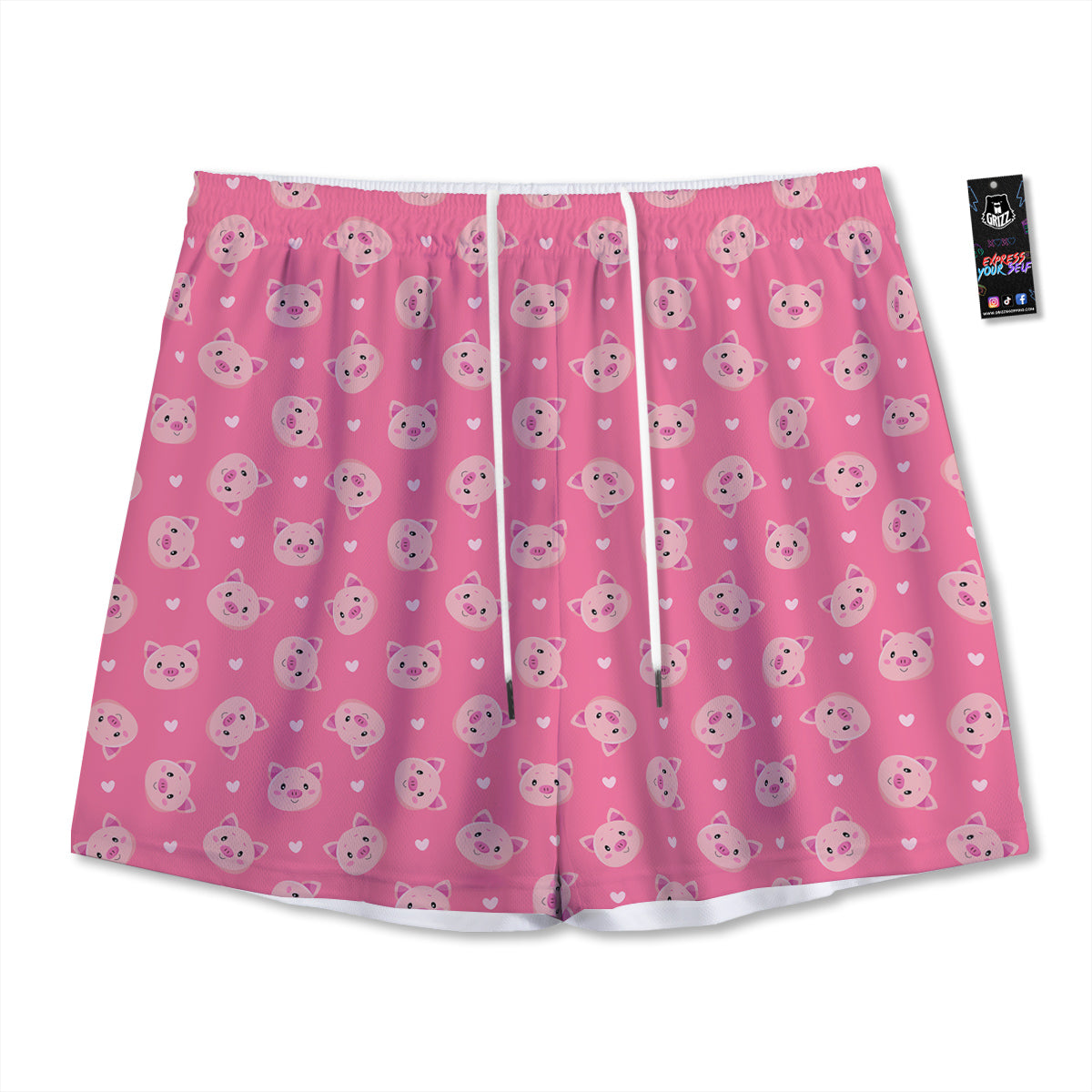 Pig Cute Cartoon Print Pattern Mesh Shorts