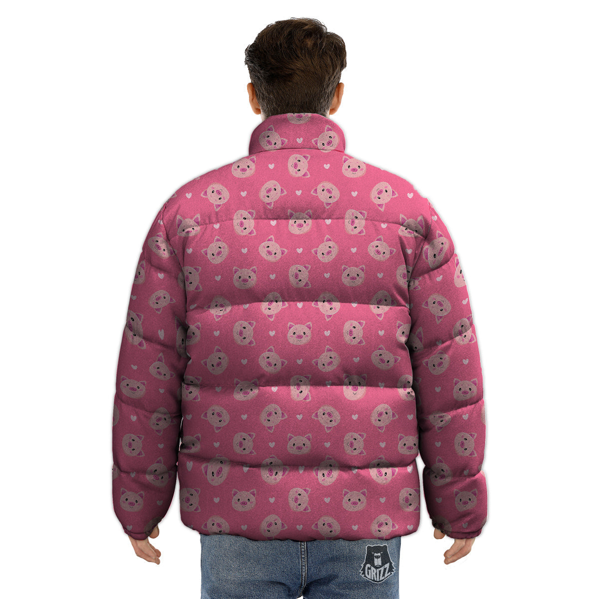 Pig Cute Cartoon Print Pattern Puffer Jacket-grizzshop