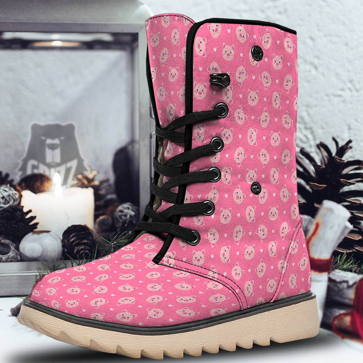 Pig Cute Cartoon Print Pattern Snow Boots-grizzshop