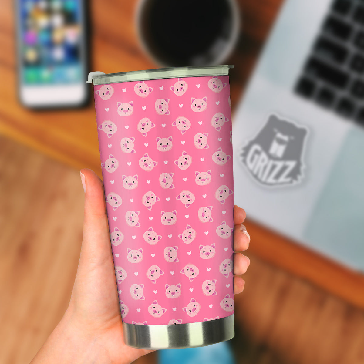 Pig Cute Cartoon Print Pattern Tumbler-grizzshop