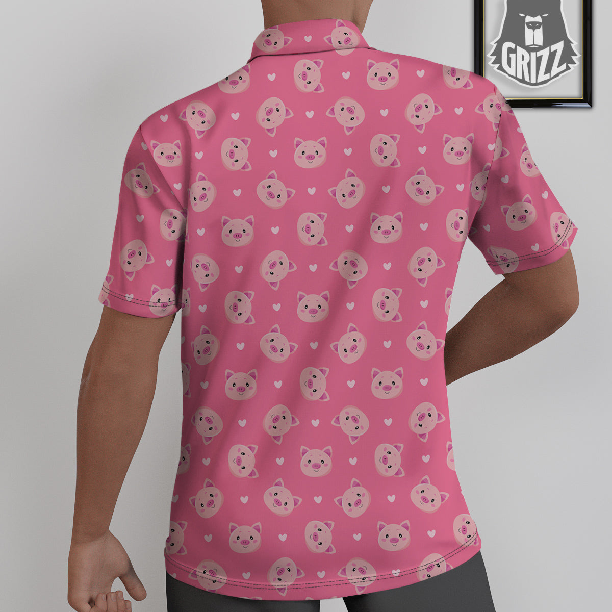 Pig Cute Cartoon Print Pattern Untucked Shirts-grizzshop