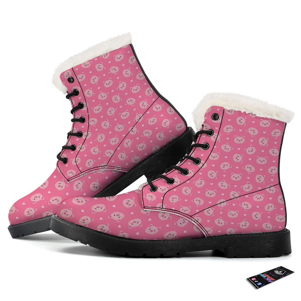 Pig Cute Cartoon Print Pattern Winter Boots-grizzshop