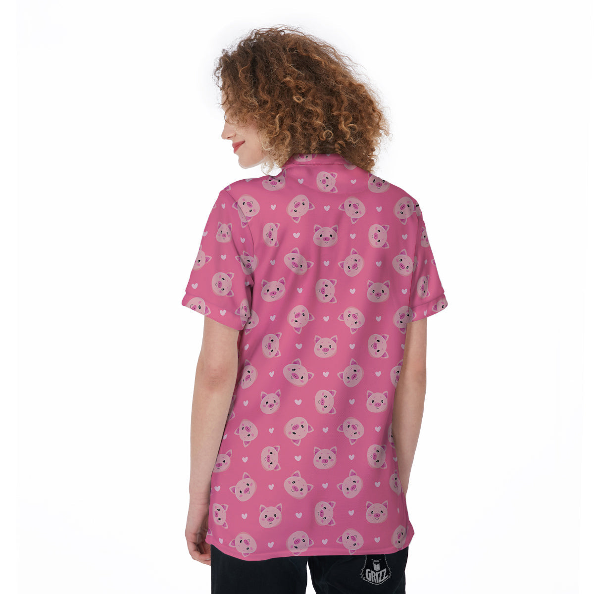 Pig Cute Cartoon Print Pattern Women's Golf Shirts-grizzshop