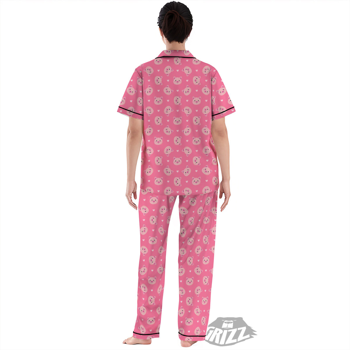 Pig Cute Cartoon Print Pattern Women's Pajamas Set-grizzshop