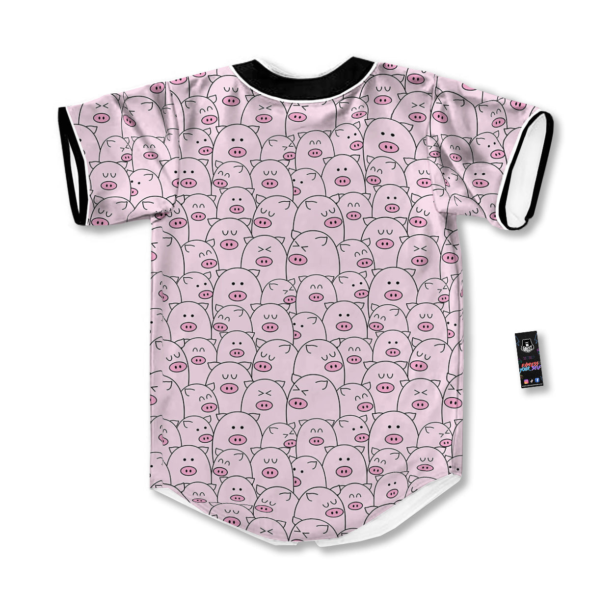 Pig Cute Pink Print Pattern Baseball Jersey-grizzshop