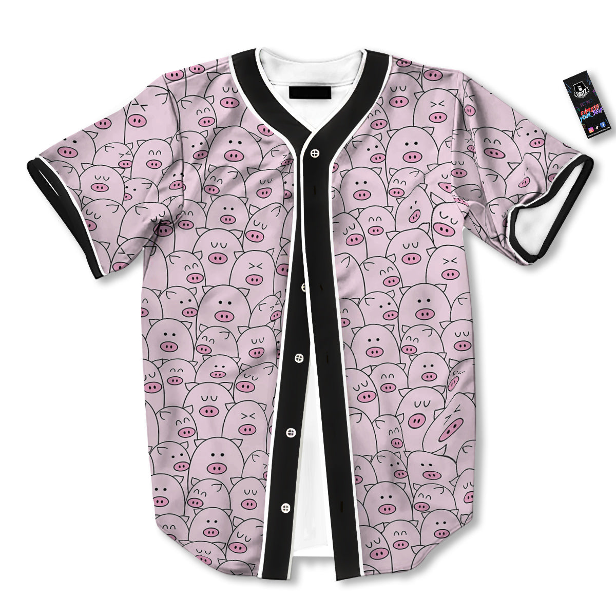 Pig Cute Pink Print Pattern Baseball Jersey-grizzshop