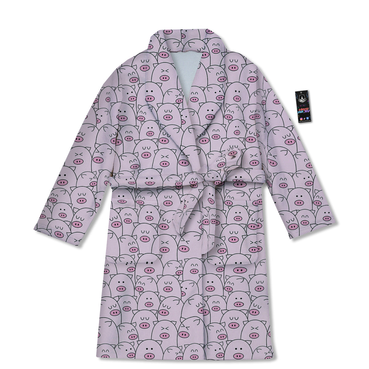 Pig Cute Pink Print Pattern Bathrobe-grizzshop