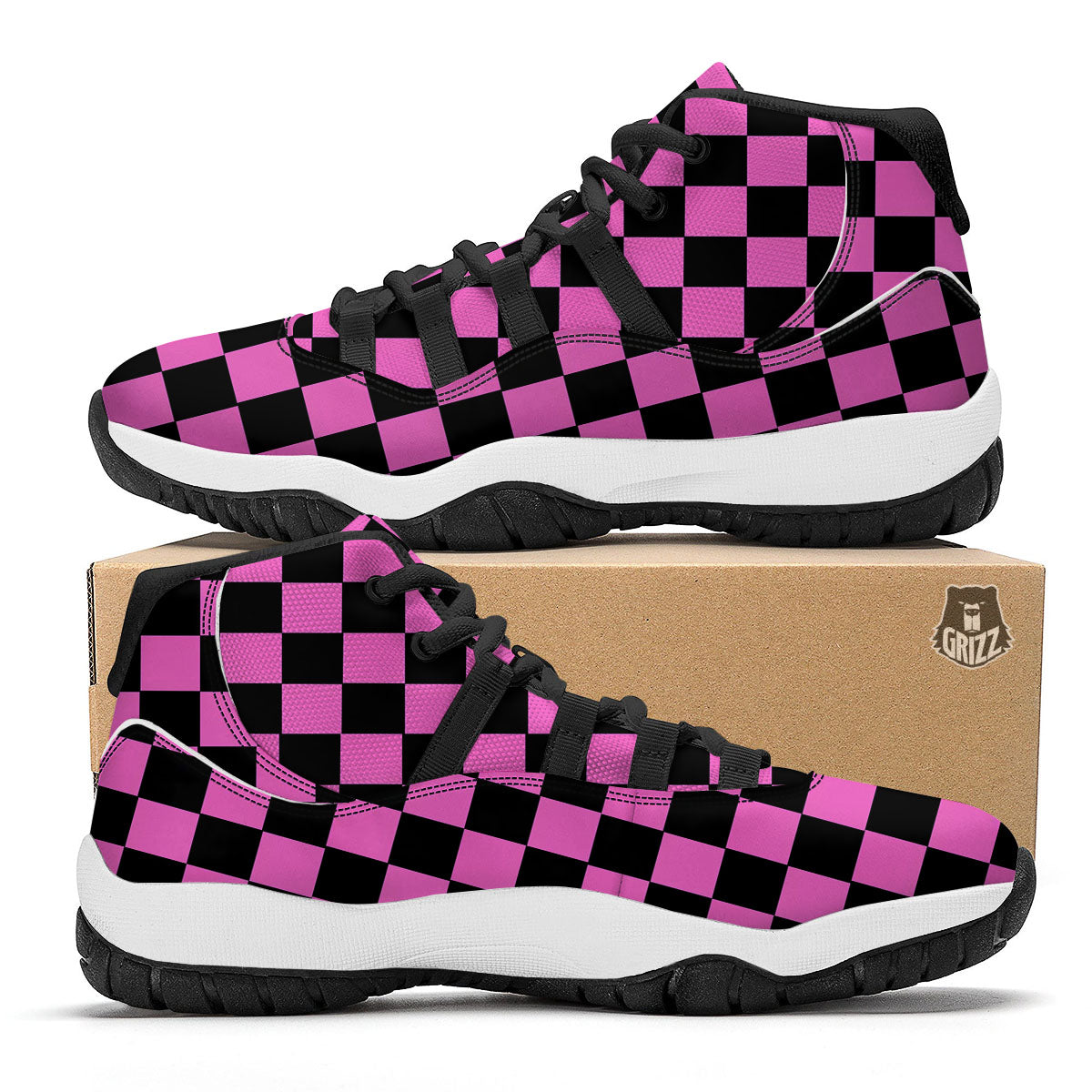 Pig Cute Pink Print Pattern Black Bball Shoes-grizzshop
