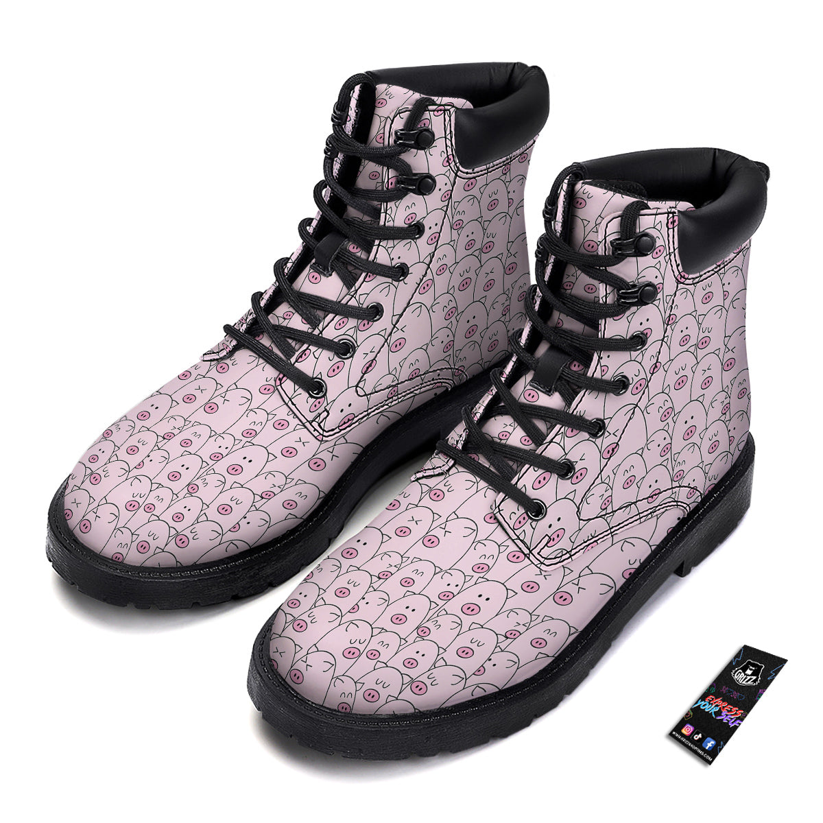 Pig Cute Pink Print Pattern Boots-grizzshop