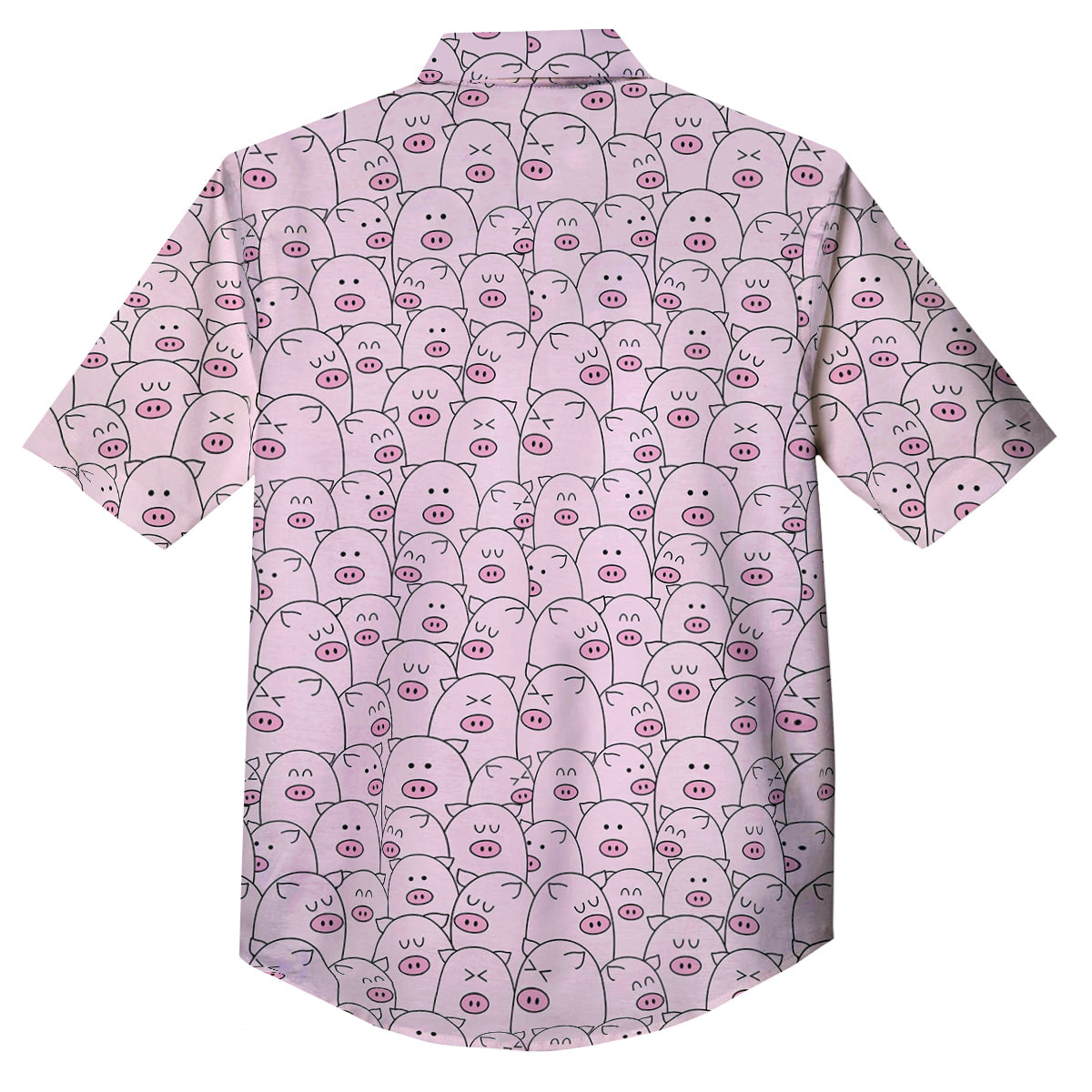 Pig Cute Pink Print Pattern Button Up Shirt-grizzshop