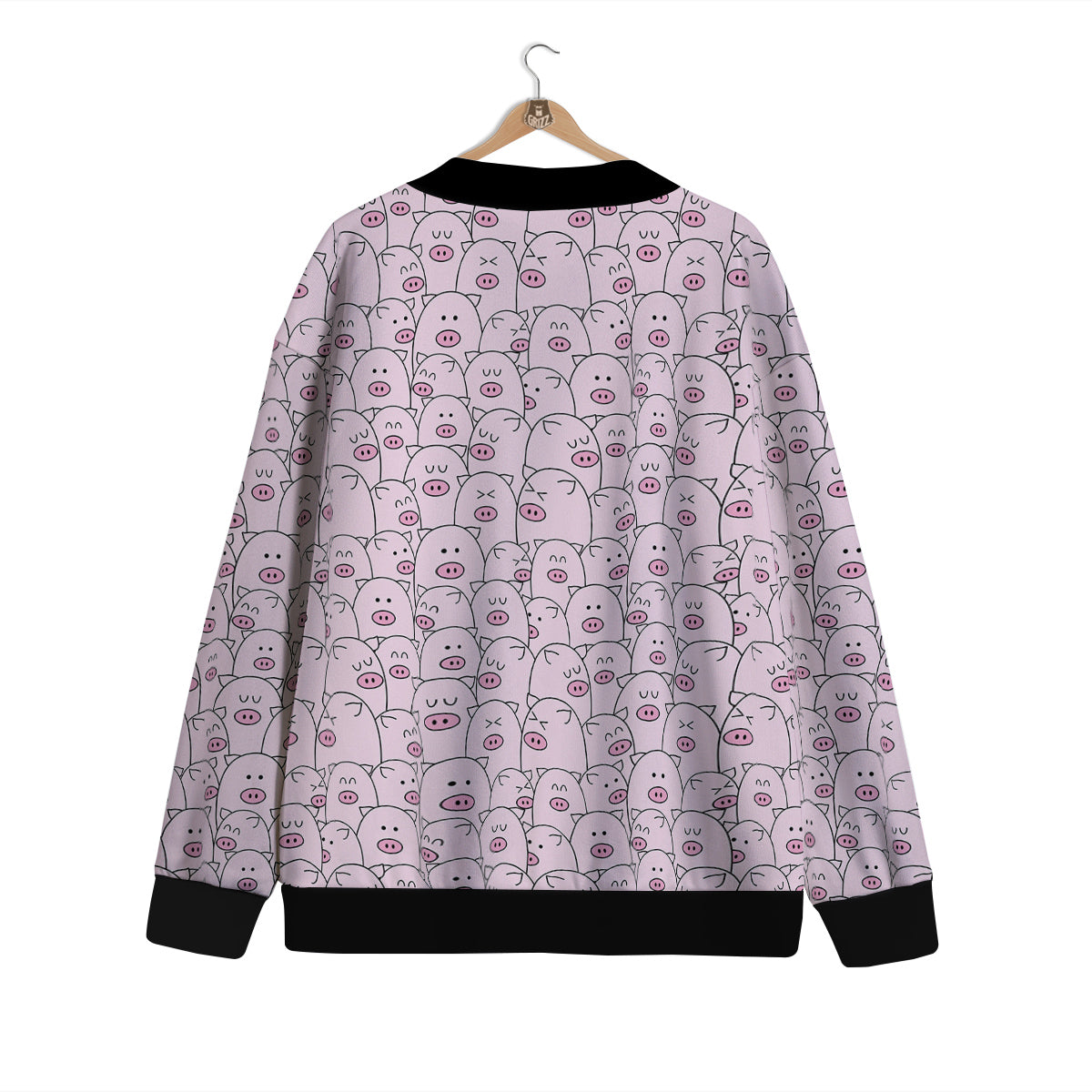 Pig Cute Pink Print Pattern Cardigan-grizzshop