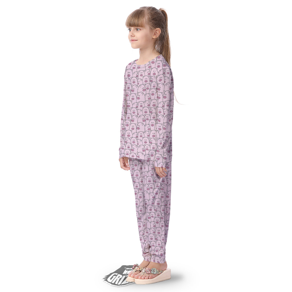 Pig Cute Pink Print Pattern Kid's Pajamas-grizzshop