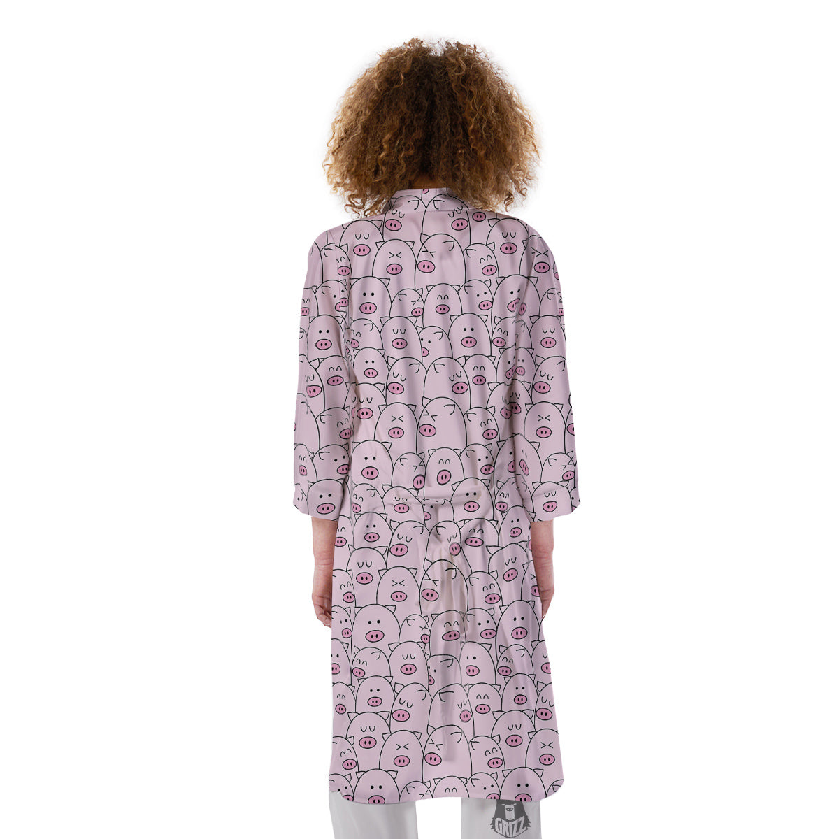 Pig Cute Pink Print Pattern Kimono-grizzshop