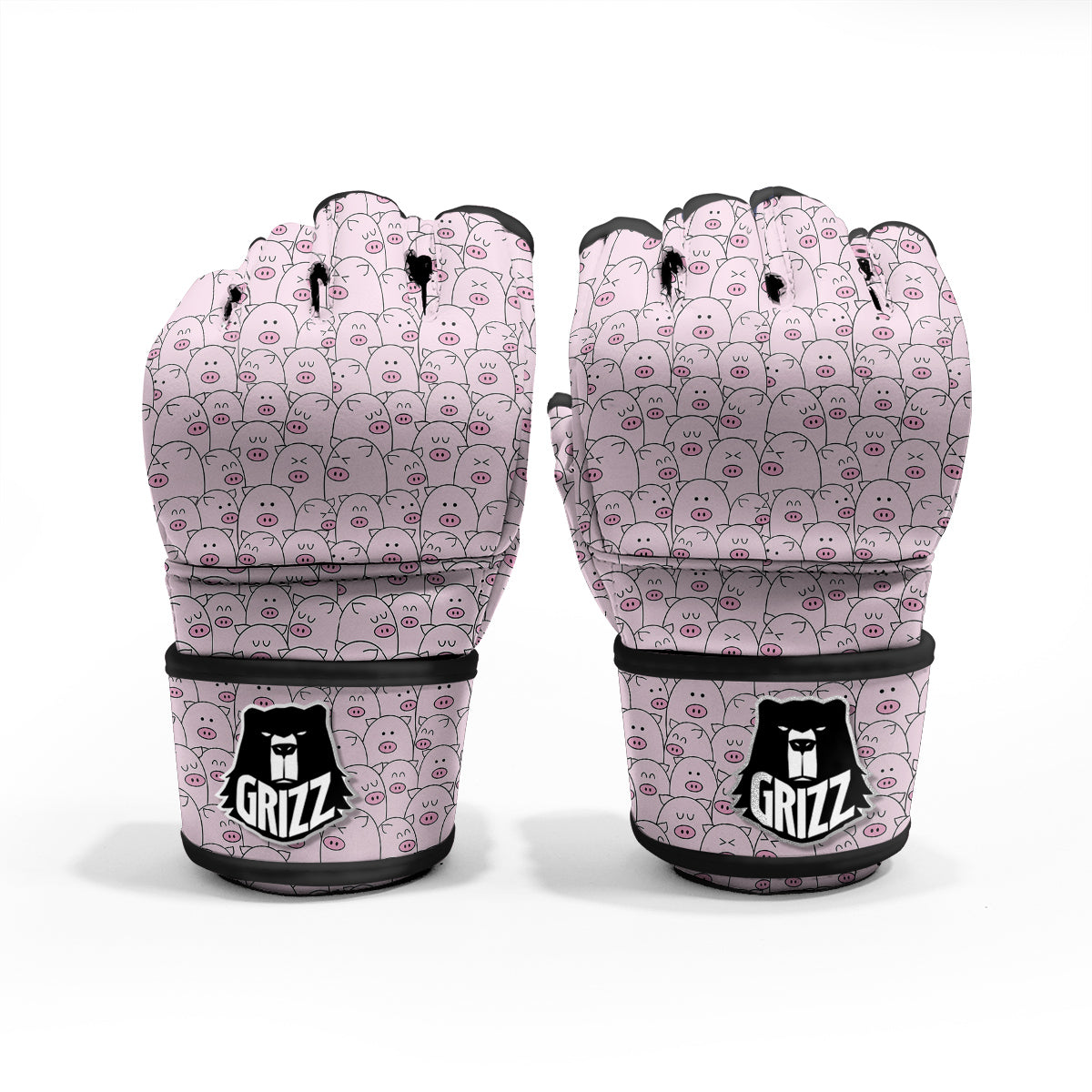 Pig Cute Pink Print Pattern MMA Gloves-grizzshop