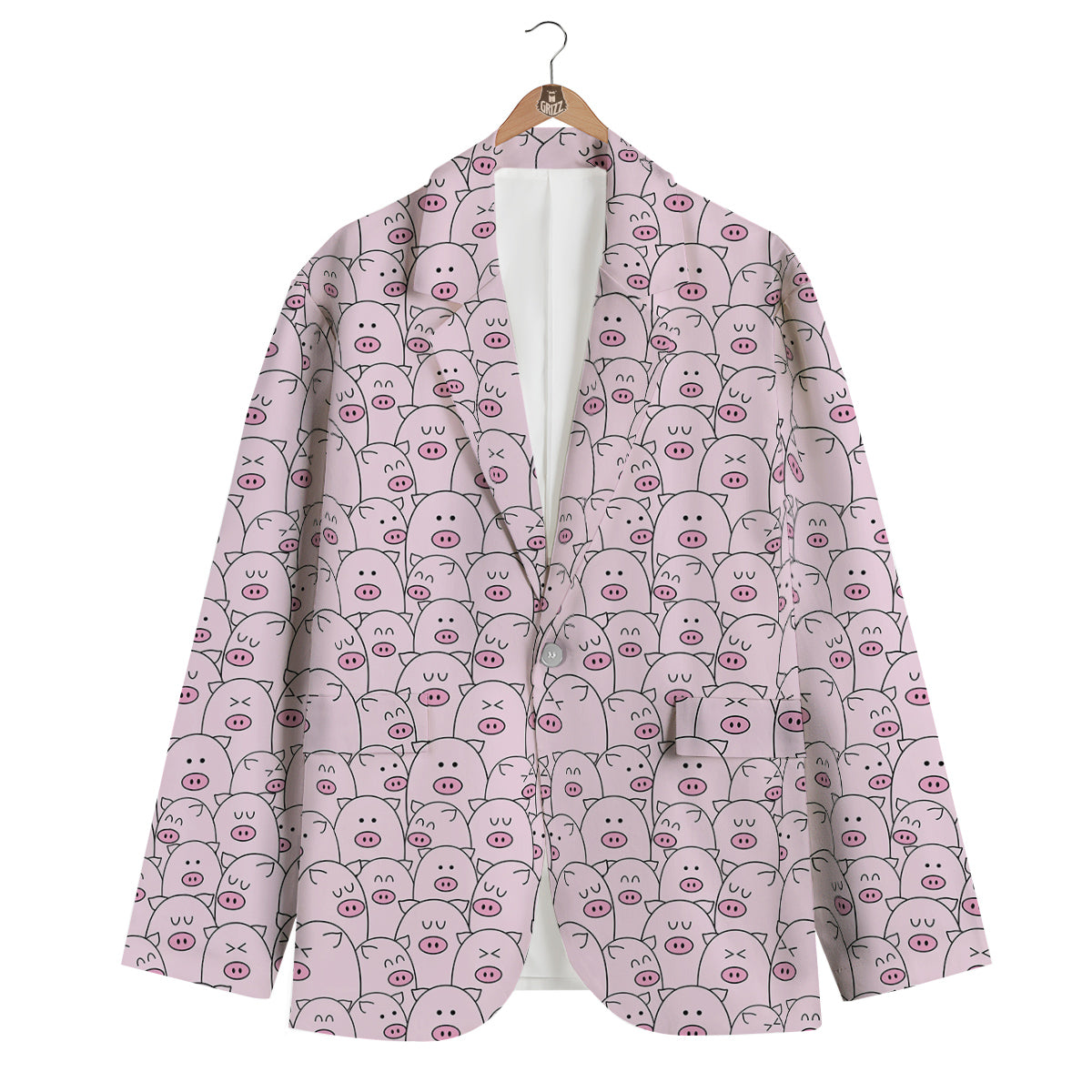 Pig Cute Pink Print Pattern Men's Blazer-grizzshop