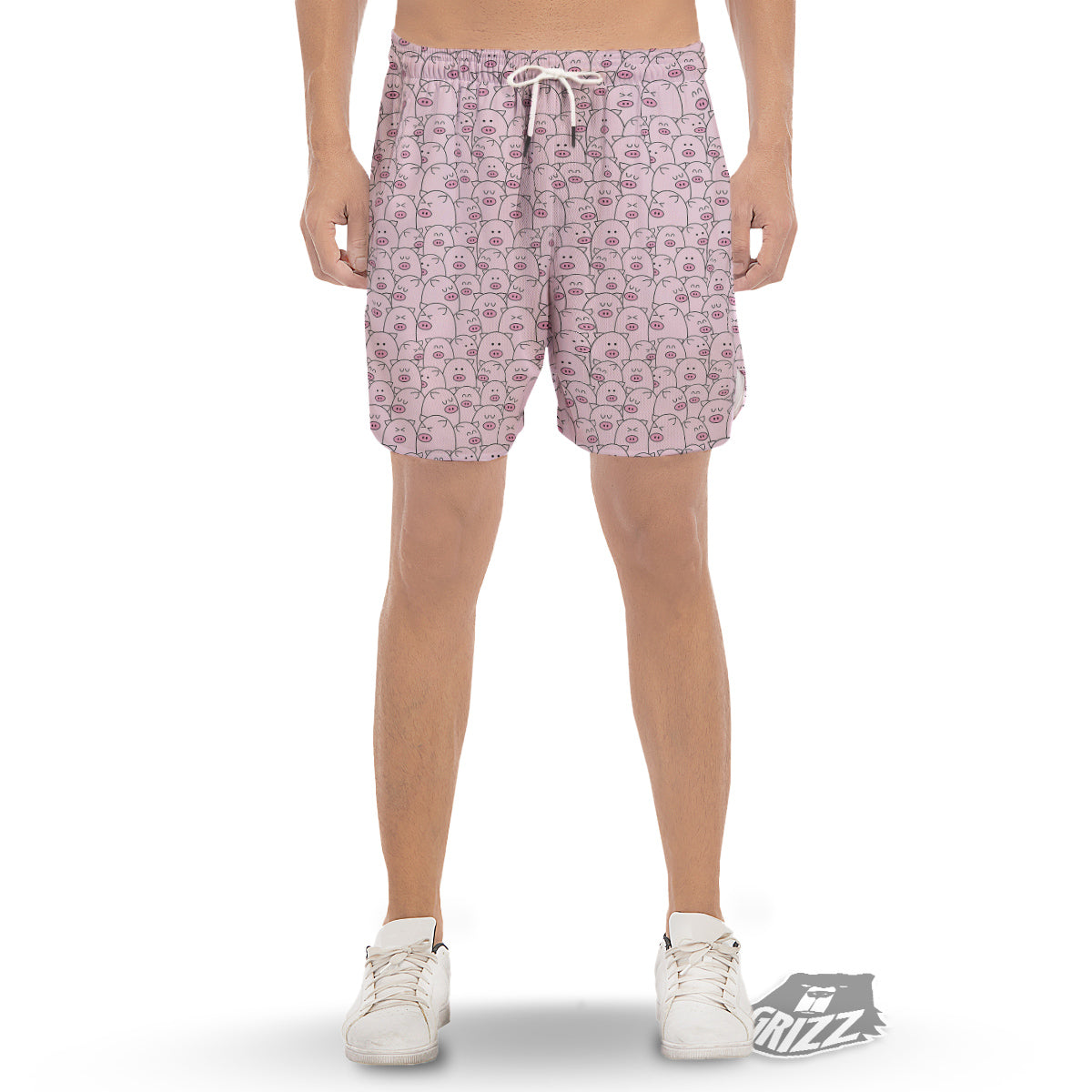 Pig Cute Pink Print Pattern Men's Gym Shorts-grizzshop