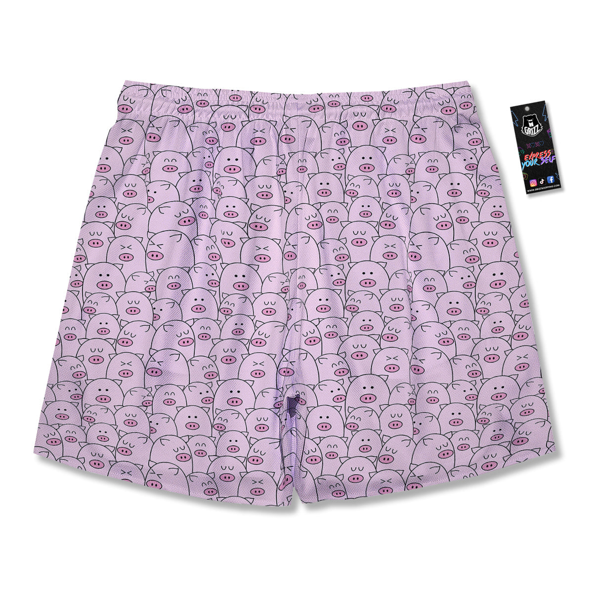 Pig Cute Pink Print Pattern Men's Running Shorts-grizzshop