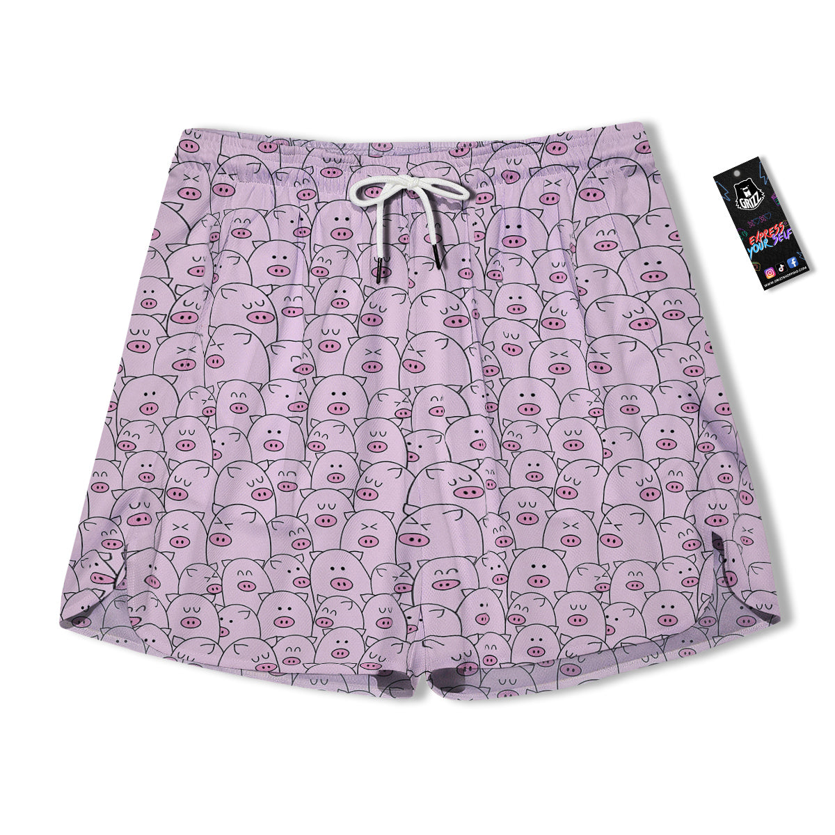 Pig Cute Pink Print Pattern Men's Running Shorts-grizzshop
