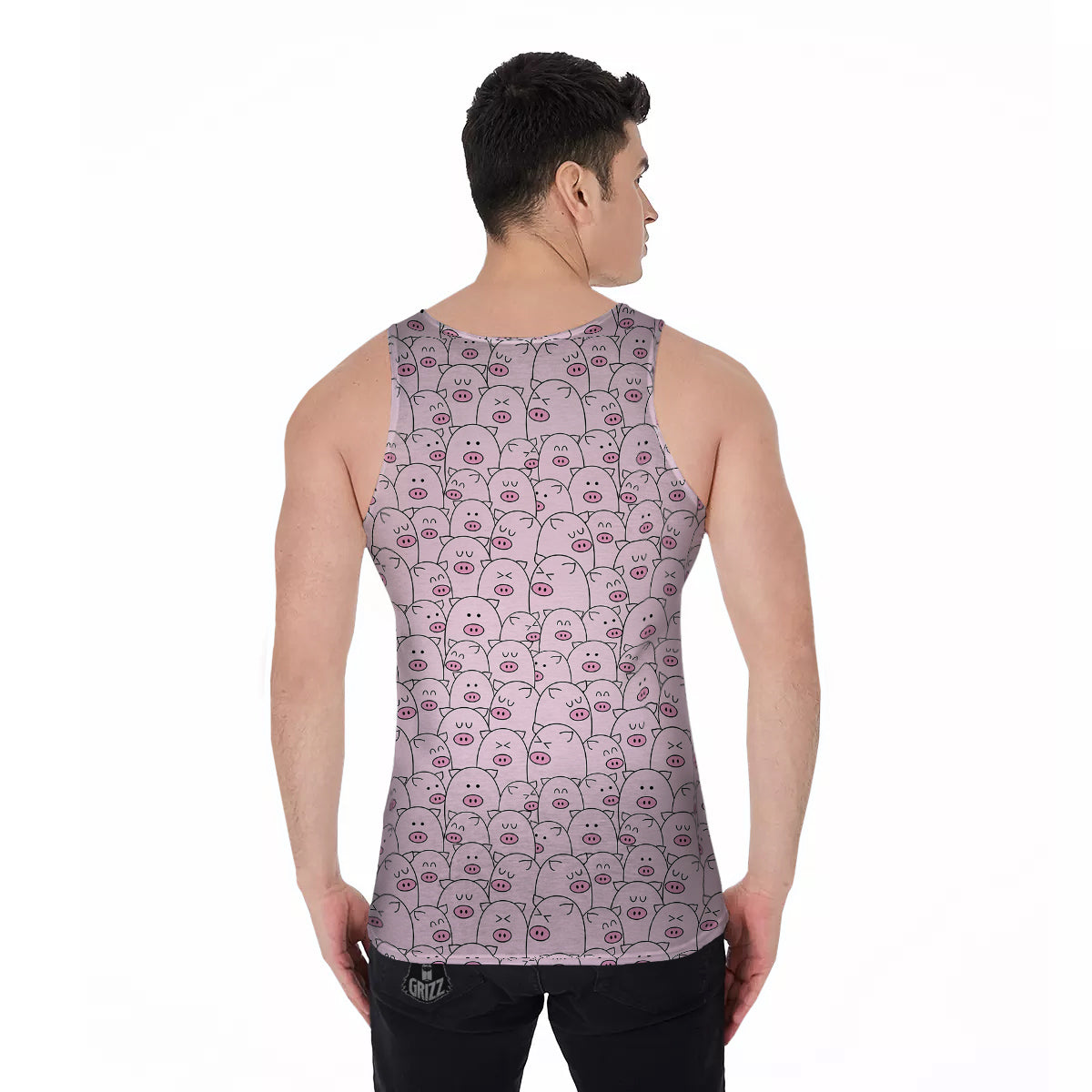 Pig Cute Pink Print Pattern Men's Tank Top-grizzshop