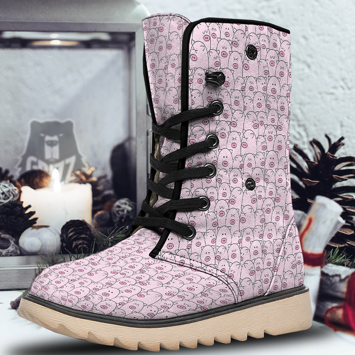 Pig Cute Pink Print Pattern Snow Boots-grizzshop