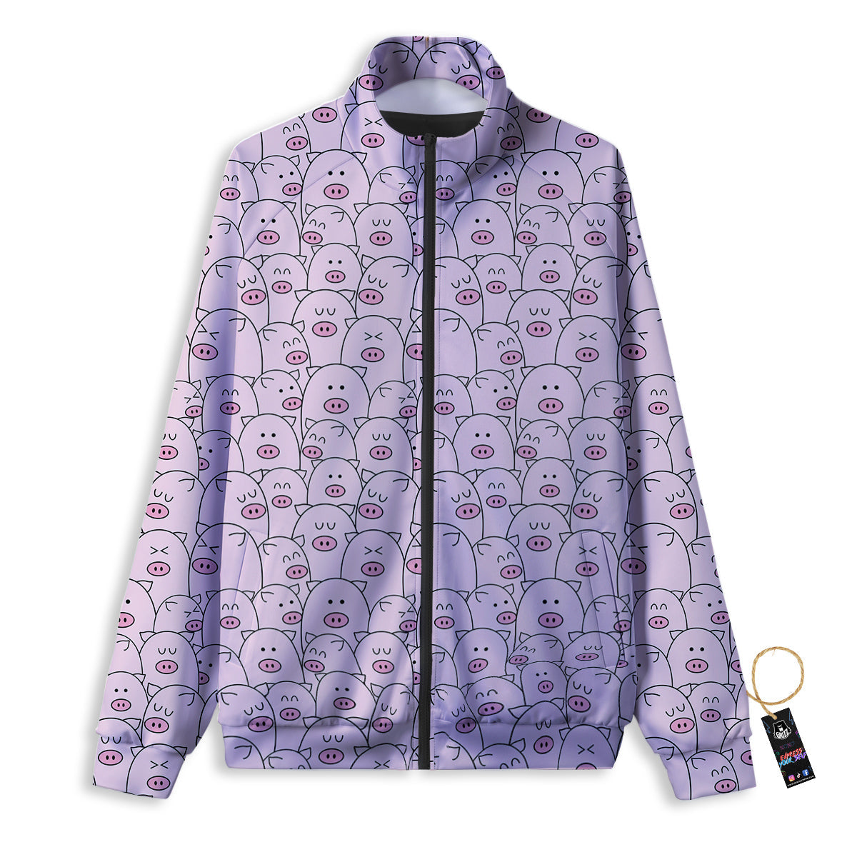 Pig Cute Pink Print Pattern Track Jacket-grizzshop