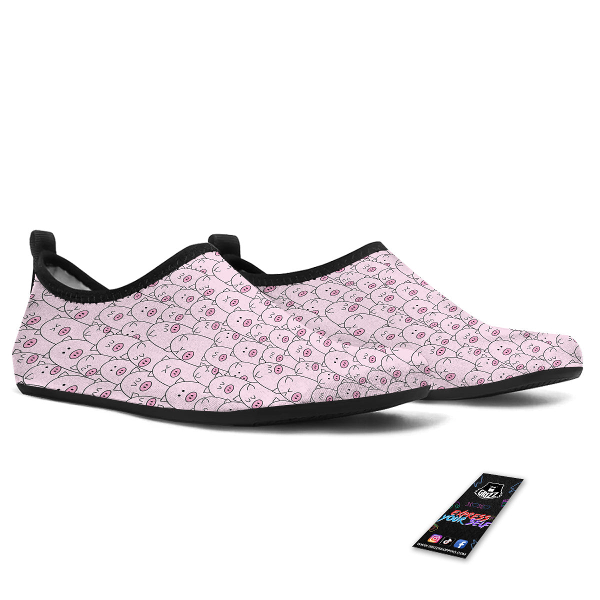 Pig Cute Pink Print Pattern Water Shoes-grizzshop