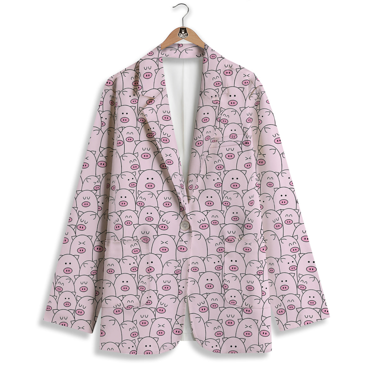 Pig Cute Pink Print Pattern Women's Blazer-grizzshop