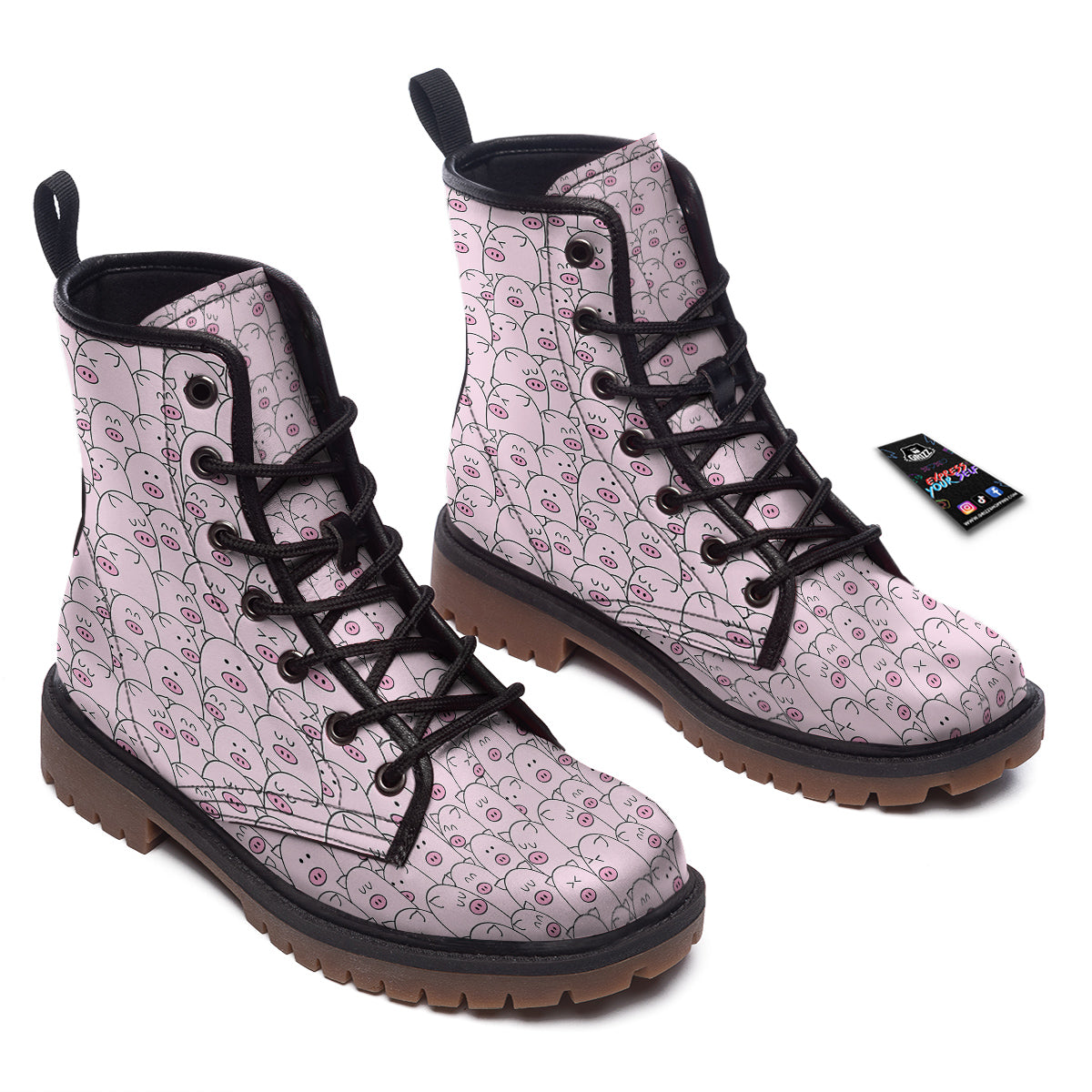 Pig Cute Pink Print Pattern Work Boots-grizzshop