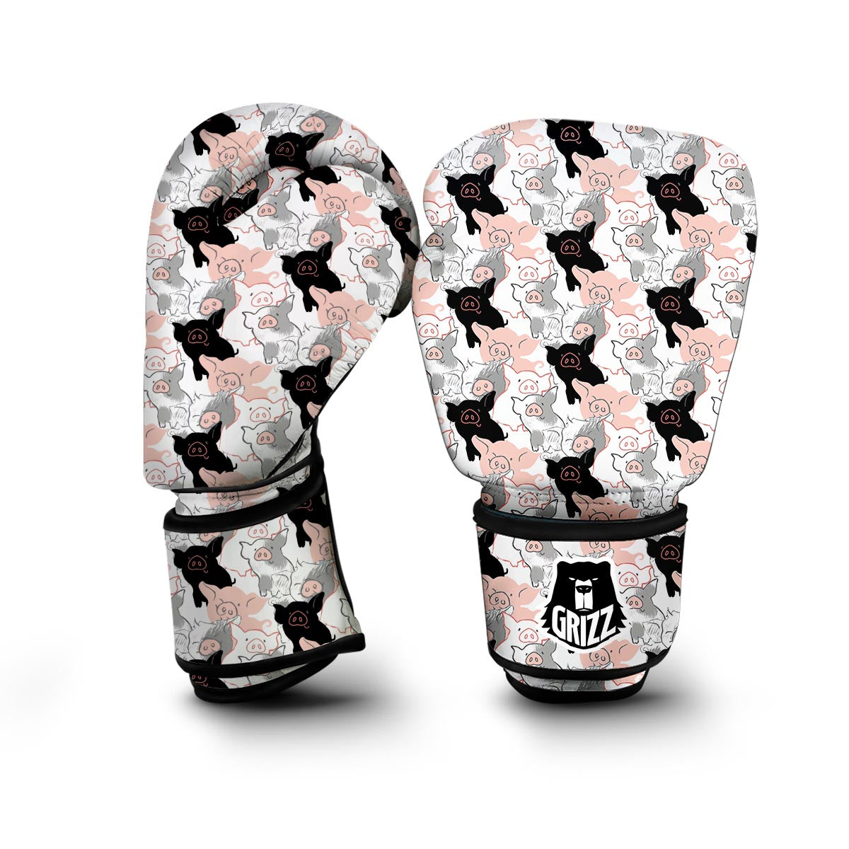 Pig Hand Drawn Pattern Print Boxing Gloves-grizzshop