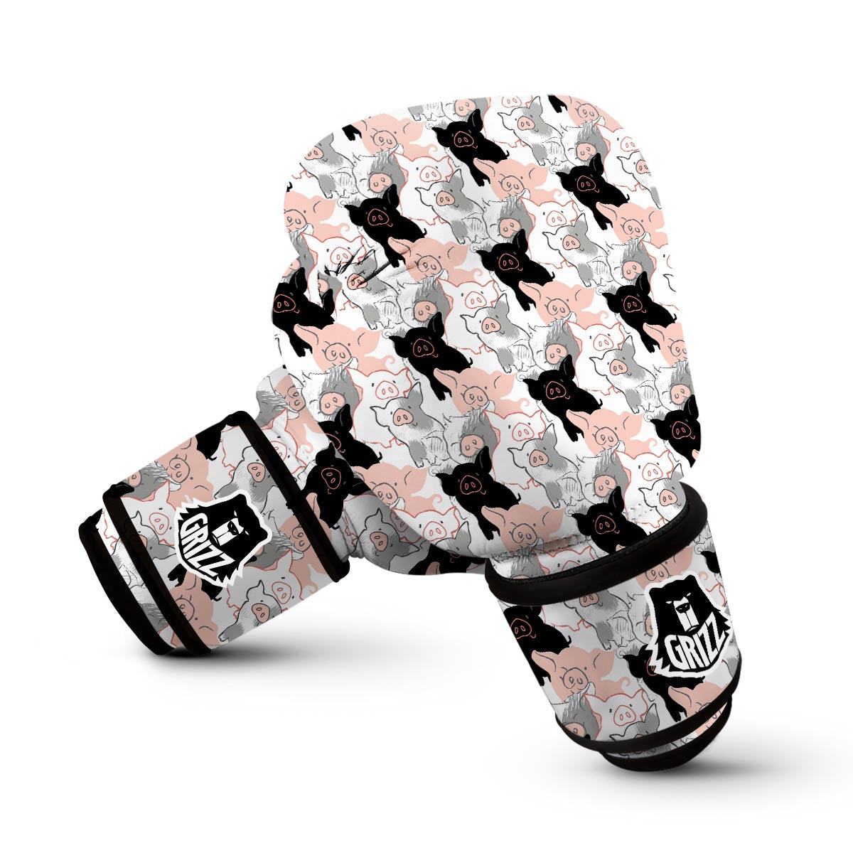 Pig Hand Drawn Pattern Print Boxing Gloves-grizzshop