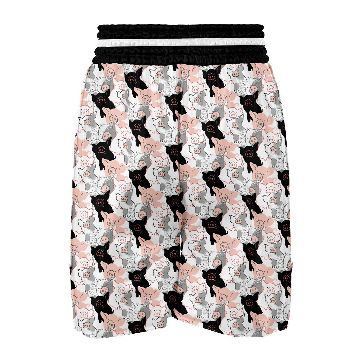 Pig Hand Drawn Pattern Print Boxing Shorts-grizzshop