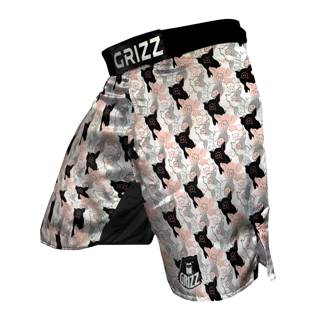Pig Hand Drawn Pattern Print MMA Shorts-grizzshop