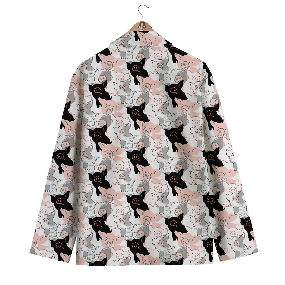 Pig Hand Drawn Pattern Print Men's Blazer-grizzshop