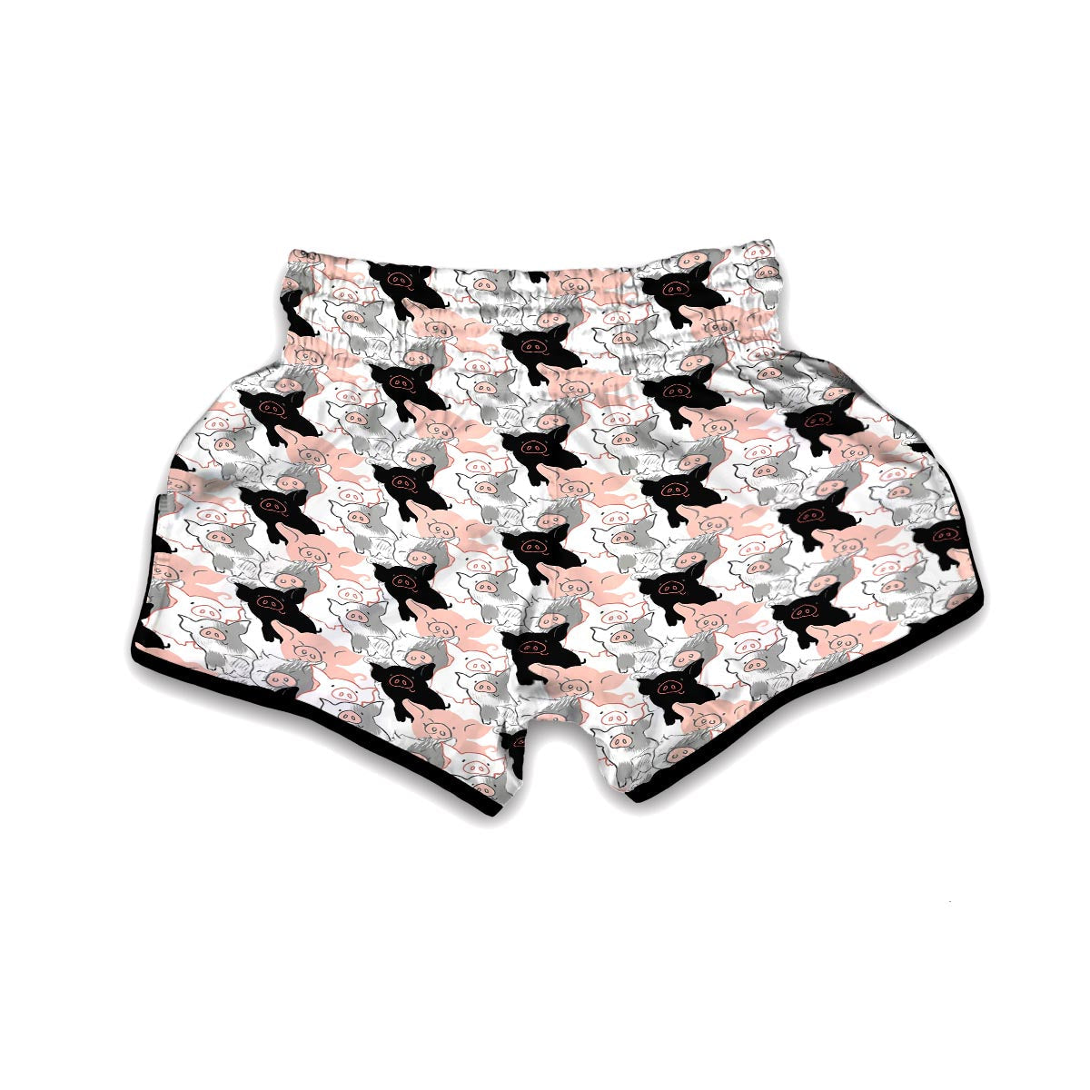 Pig Hand Drawn Pattern Print Muay Thai Boxing Shorts-grizzshop