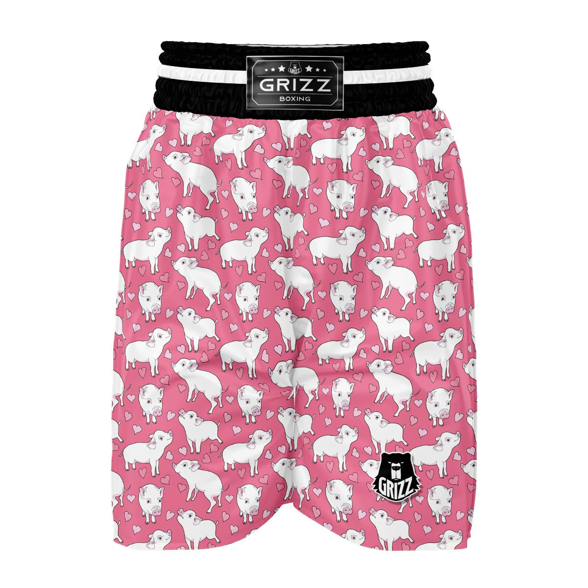 Pig Heart Pattern Print Boxing Shorts-grizzshop
