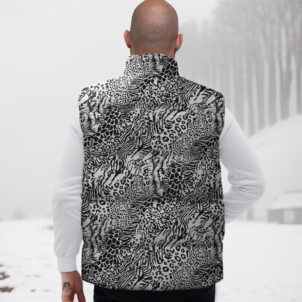 Pig Heart Pattern Print Down Vest