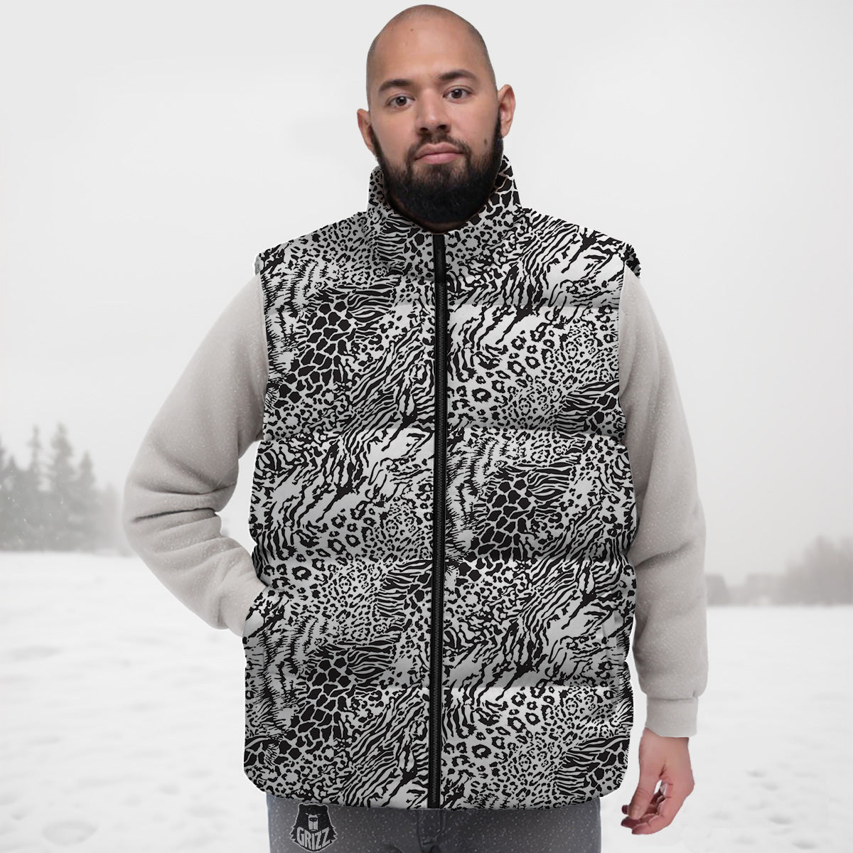 Pig Heart Pattern Print Down Vest