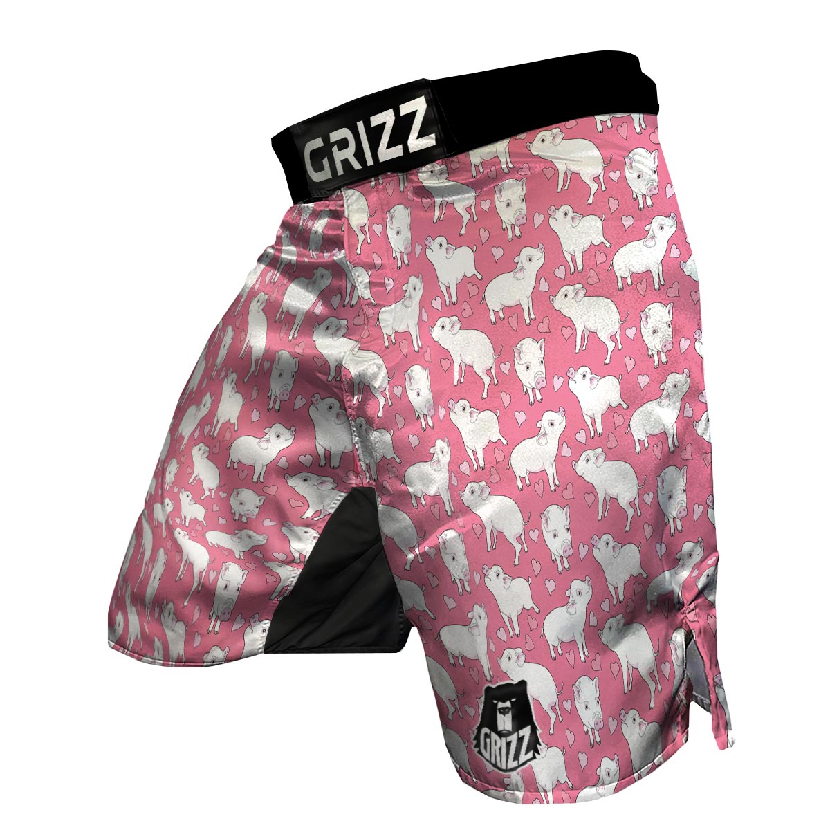Pig Heart Pattern Print MMA Shorts-grizzshop