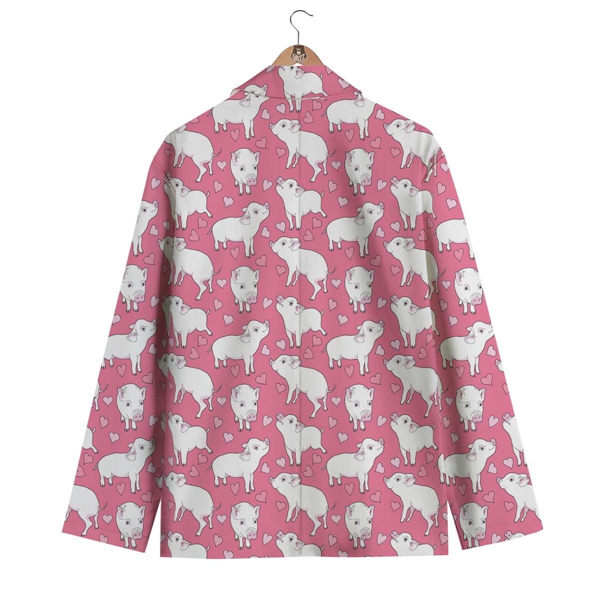 Pig Heart Pattern Print Men's Blazer-grizzshop
