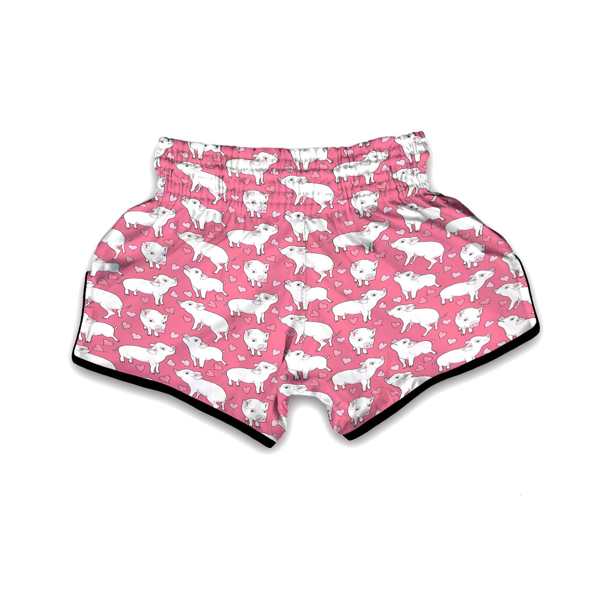 Pig Heart Pattern Print Muay Thai Boxing Shorts-grizzshop