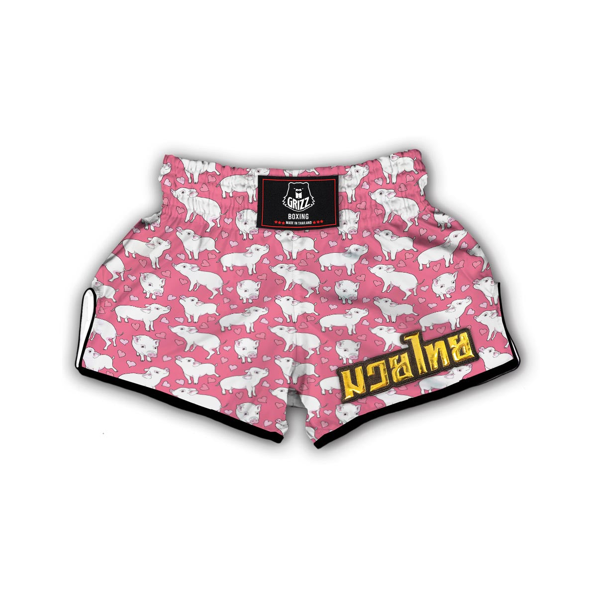 Pig Heart Pattern Print Muay Thai Boxing Shorts-grizzshop