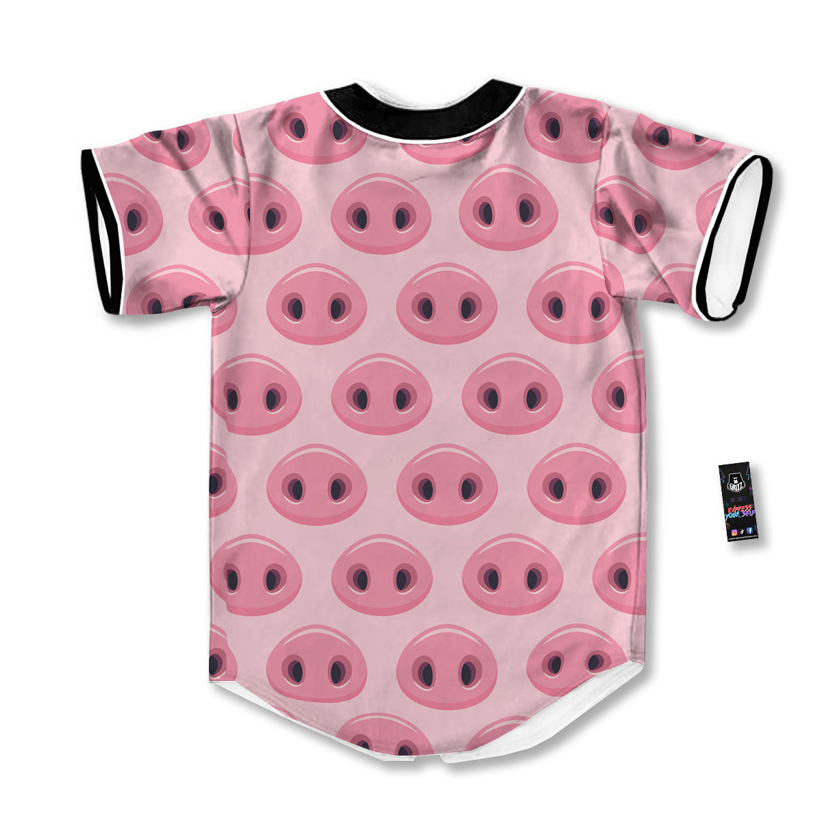 Pig Nose Pink Print Pattern Baseball Jersey-grizzshop