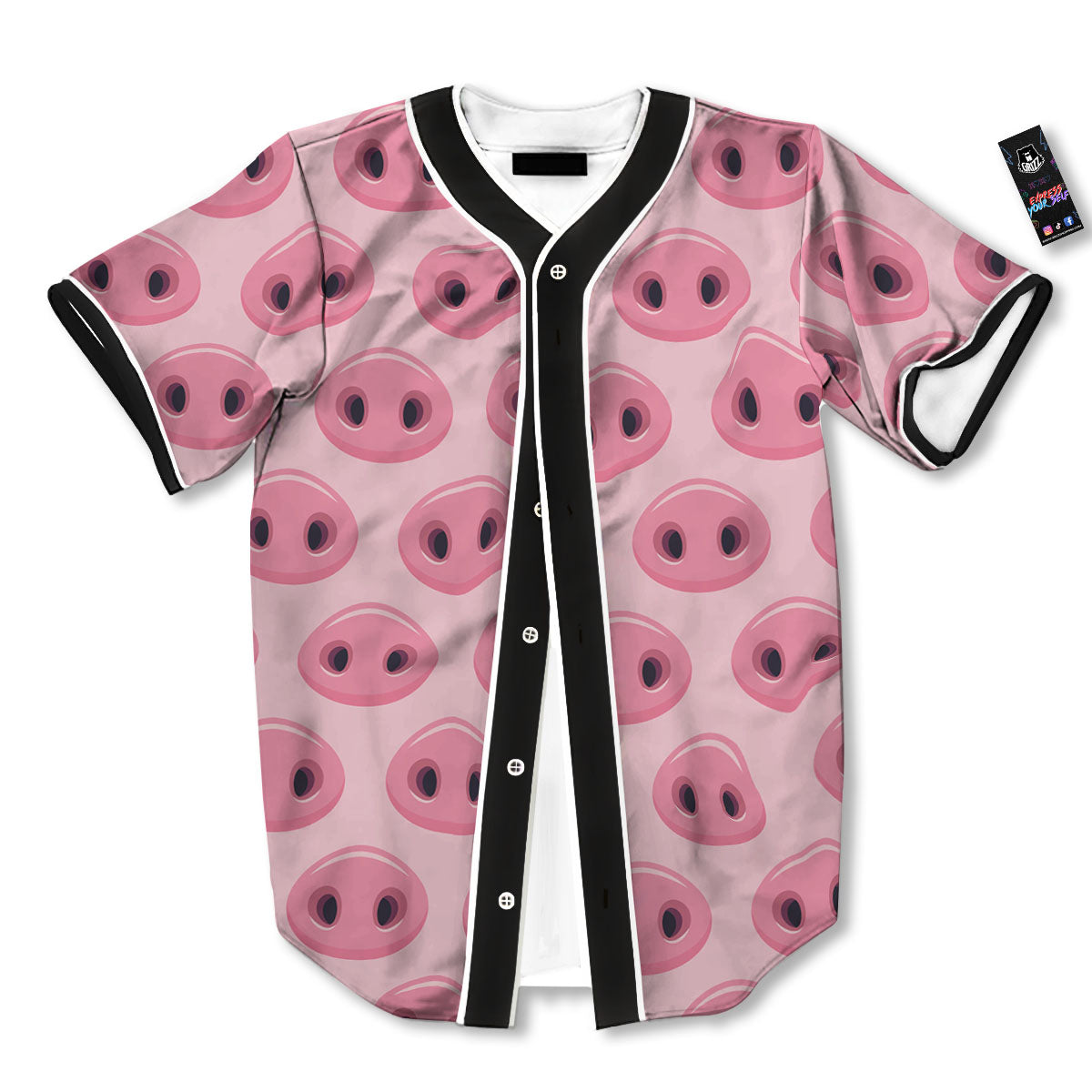 Pig Nose Pink Print Pattern Baseball Jersey-grizzshop