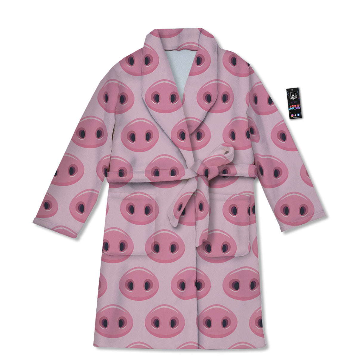 Pig Nose Pink Print Pattern Bathrobe-grizzshop