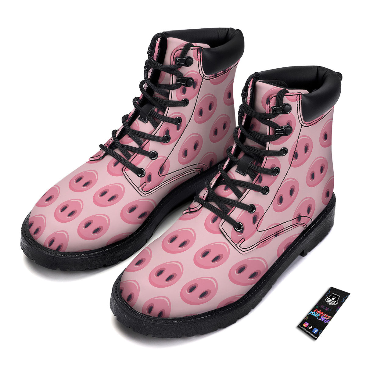Pig Nose Pink Print Pattern Boots-grizzshop