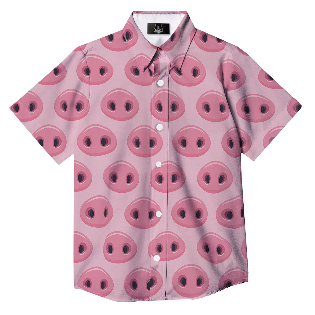 Pig Nose Pink Print Pattern Button Up Shirt-grizzshop