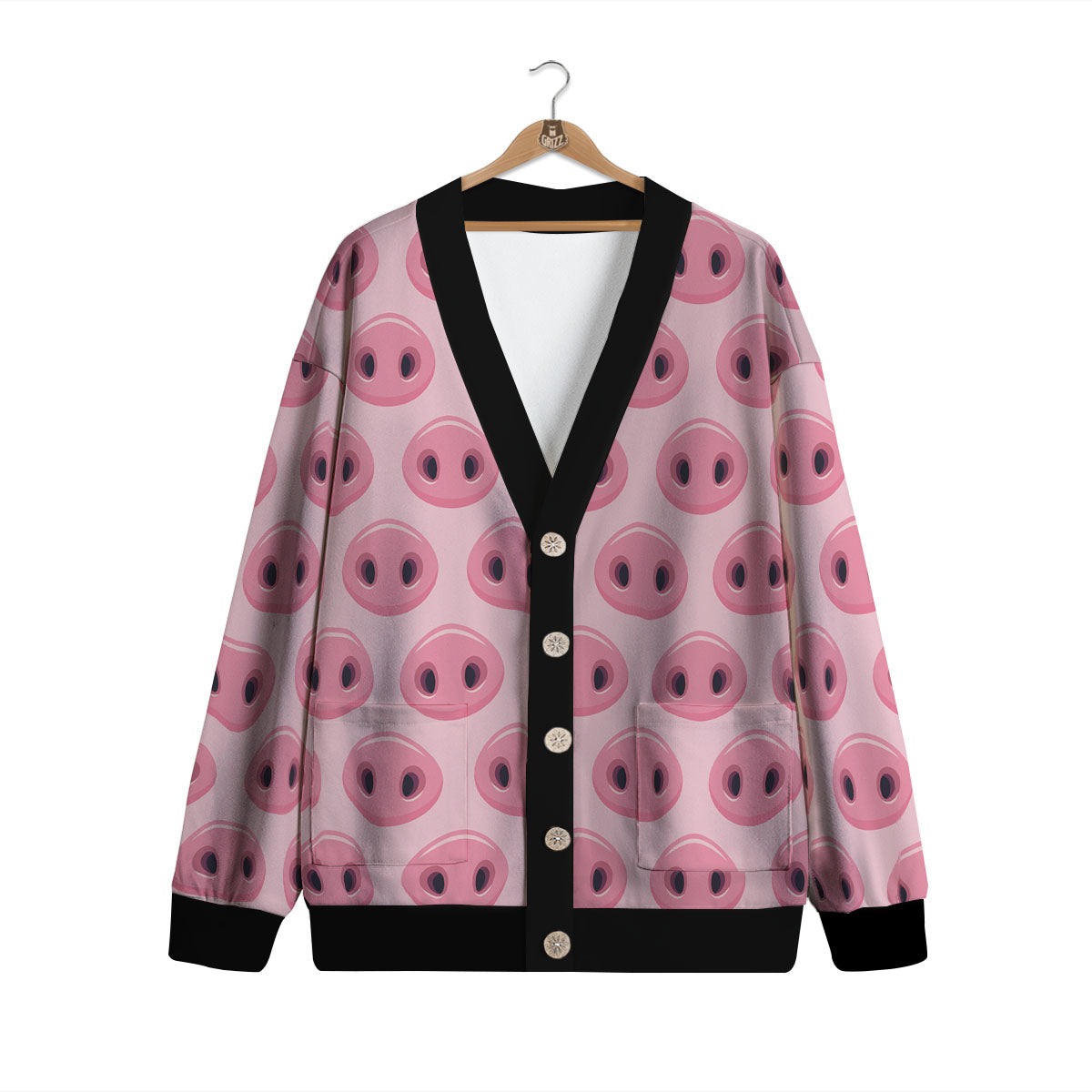 Pig Nose Pink Print Pattern Cardigan-grizzshop
