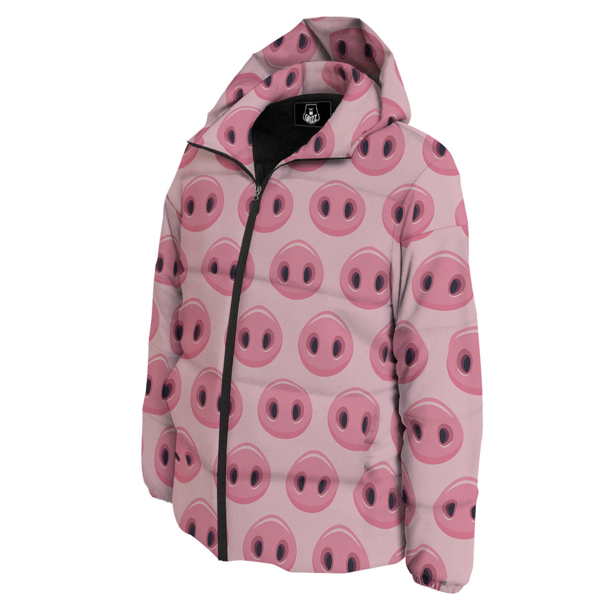 Pig Nose Pink Print Pattern Down Jacket-grizzshop